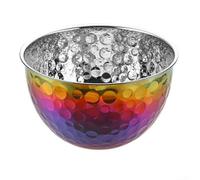 PureBowlic Stainless Steel Hammer-Textured Salad Bowl For Home Kitchen, Round Mixing And Serving Bowl, Vegetable Washing And Egg Whisking Basin, Easily-to-Clean Multi-Colour Design(Color 24CM)