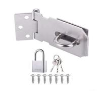 PureBowlic Stainless Steel Padlock Hasp Latch Lock Right Angle 90 Degree Bolt For Cabinets Sheds Doors Drawers Polished Brushed Silver 3In 4In Screws Included(3inch)