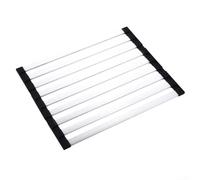 PureBowlic Stainless Steel Roll-Up Dish Drying Rack, Foldable Sink Drainer Mat For Kitchen, Space Saving Vegetable Colander, Rust Resistant Over Sink Organizer, Black(3)