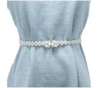 PureBowlic Stretch Pearl Waist Chain White Elastic Belt Rhinestone