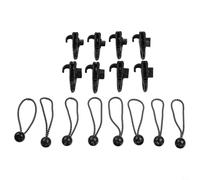 PureBowlic Tarp Clips For Pool Covers And Rollers, Heavy Duty Tie Downs For Bungee Cords For Garden Canvas Solar Cover RV Awning Tent, Weather Resistant PP Clamps, 8 Or 16 Pack(with Cords)