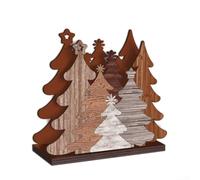 PureBowlic Tree Christmas Holiday Party Table Home Office Decor | Rustic Solid Farmhouse Wooden Pine Wood Star Snowflake Cutouts Cafe Winter Multi-Color Centerpiece Ornament 12Cm