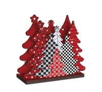 PureBowlic Tree Christmas Holiday Party Table Home Office Decor | Rustic Solid Farmhouse Wooden Pine Wood Star Snowflake Cutouts Cafe Winter Multi-Color Centerpiece Ornament 12Cm