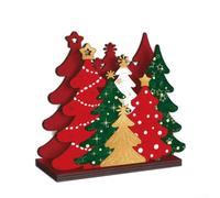 PureBowlic Tree Christmas Holiday Party Table Home Office Decor | Rustic Solid Farmhouse Wooden Pine Wood Star Snowflake Cutouts Cafe Winter Multi-Color Centerpiece Ornament 12Cm