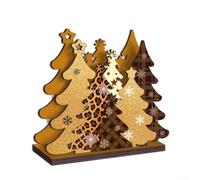 PureBowlic Tree Christmas Holiday Party Table Home Office Decor | Rustic Solid Farmhouse Wooden Pine Wood Star Snowflake Cutouts Cafe Winter Multi-Color Centerpiece Ornament 12Cm