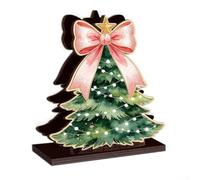 PureBowlic Tree Christmas Holiday Party Table Home Office Decor | Rustic Solid Farmhouse Wooden Pine Wood Star Snowflake Cutouts Cafe Winter Multi-Color Centerpiece Ornament 12Cm