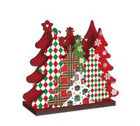 PureBowlic Tree Christmas Holiday Party Table Home Office Decor | Rustic Solid Farmhouse Wooden Pine Wood Star Snowflake Cutouts Cafe Winter Multi-Color Centerpiece Ornament 12Cm