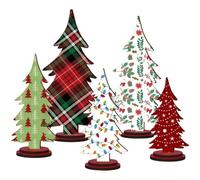 PureBowlic Tree Christmas Home Shelf Mantel Decor Ornament Flower | Rustic Vintage Festive Tiered Farmhouse Wooden Wood Cypress Tabletop Pattern Winter Tray Sideboard Display 24cm