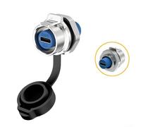 PureBowlic/Type-C/USB 3.1/ Female Socket, IP68 Waterproof Panel Mount Connector with Rear Nut Locking, 5A Alloy Data Port for Industsrial Outdoor Equipment, Black(2)