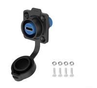 PureBowlic/Type-C/USB 3.1/ Female Socket, IP68 Waterproof Panel Mount Connector with Rear Nut Locking, 5A Alloy Data Port for Industsrial Outdoor Equipment, Black(3)