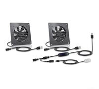 PureBowlic USB Temperature Controlled Cooling Fan, 10 Speeds 0-60C, 120Mm Quiet Exhaust Fan For Server Rack Greenhouse, 5V/12V Dual Voltage, IPX5 Waterproof With Iron Grille, Black(U10T8025JGX2)