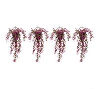 PureBowlic UV-Resistant Artificial Ivy Vines 4-Pack Realistic | Lifelike 5-branch design, vibrant green look, no watering needed, 4-pack value set, indoor outdoor use(Rose red)