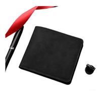 PureBowlic Vintage PU Leather Wallet For Men, for ultra Thin Short Bifold With Multiple Card Slots, Soft Nubuck Feel Minimalist Japanese Style Pocket Billfold(Black)