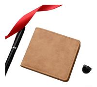 PureBowlic Vintage PU Leather Wallet For Men, for ultra Thin Short Bifold With Multiple Card Slots, Soft Nubuck Feel Minimalist Japanese Style Pocket Billfold(Light Brown)