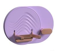 PureBowlic Wall Mounted Hair Dryer Holder Foldable No Drill Bathroom Storage Rack With TPR Padding For Cord Organization, Strong Bracket Supports 2.5kg, White(Purple)