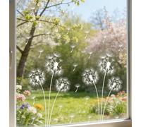 PureBowlic White Dandelion Floral Window Stickers Static Cling Decals For Office Glass, Modern Flower Sticker For Living Rooms Bedrooms Mirror Decor, Removable PVC Glass Sticker