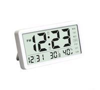 PureBowlic White Digital Desk Clock Temperature Humidity Monitor | White modern design, compact footprint, easy glance reading, desk nightstand fit, home study decor(White)