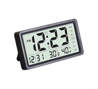 PureBowlic White Digital Desk Clock Temperature Humidity Monitor | White modern design, compact footprint, easy glance reading, desk nightstand fit, home study decor(Black)