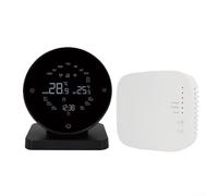 PureBowlic WiFi Thermostat For & Life, Voice Control Via for ALEXA, Programmable 5+2/6+1/7 Modes, ±0.5°C Precision For Gas Boiler & Water Floor Heating, Battery Or USB Powered, Black 90X90mm