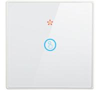 PureBowlic Wireless Touch Switch For Lights, RF433 Remote Control For Tempered Glass Panel, Battery Powered Smart Home Wall Switch, No Wiring Needed For Lamps Heaters Fans Up To 1000W, White(C)