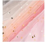 PureBowlic Women's Celestial Lace Socks Thin Breathable Mesh Stockings With Star Moon Pattern Ultra-Sheer Ankle Crew Socks For Summer Fashion Black(Pink)