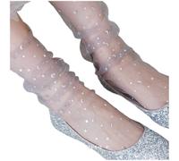 PureBowlic Women's Celestial Lace Socks Thin Breathable Mesh Stockings With Star Moon Pattern Ultra-Sheer Ankle Crew Socks For Summer Fashion Black(Black)