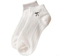 PureBowlic Women's Lace Ankle Socks for Bow Detail, Breathable Mesh Summer Short Socks, Moisture-Wicking Anti-Friction Sweet Hosiery for Casual Wear, Lightweight Low Socks in Black White Pink