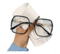 PureBowlic Women's Large Square Frame Glasses, Lightweight PC Prescription Eyewear With Ergonomic Nose Pads For Daily Office Wear, Slimming Fashion Optical Frames In Black(32)