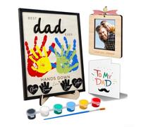 PureBowlic Wooden Handprint Keepsake Plaque For Father's Day, DIY Customizable Ornament For Paint & Brush, 25.4x20.32cm Natural Wood Sign For Family Memories, Birthday Christmas For Dad