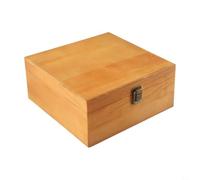 PureBowlic Wooden Storage Box Solid Pine Rectangular Flip Lid Case With Retro Metal Lock For Home Organization Jewelry Keepsake Crafts S M L(L：22.5 * 22.5 * 10cm)