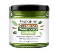 PureChimp Ceremonial Grade Matcha Powder Cinnamon Flavour 50g. 100% Pure Green Tea with Cinnamon Powder. Shade-Grown for Matcha Latte, Teas & Recipes. Recyclable Glass Jar. Antioxidant-Rich.