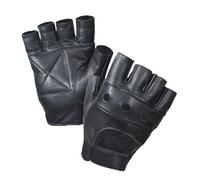 Purecity Original Black 100% Leather Fingerless Gloves for Airsoft, Paintball, Motorcycle Driving, Bodybuilding or Outdoor Activities - Black - Medium