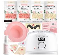 PURECLEAN White Waxing Kit - Fast Heating Digital Wax Pot - 4 Packs Waxing Beads, Post Wax Lotion, Silicone Bowl - 59 Items for All Hair Types- Face Brazilian Bikini Body