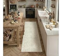 PureCozy Hallway Runner 60x180cm Green Flower Area Rug Non Slip | Washable Boho Natural Modern Floral Long Carpets Soft Low Pile Kitchen, Bedroom Beside, Dining Room, Laundry, Office, Carpet