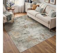 PureCozy Modern Abstract Area Rug 120x170cm Orange-grey Washable Living Room Rug Non-slip Soft Accent Carpet Area Rugs Art Floor Carpet for Living Room Bedroom Home Office Dining Room Kitchen Decor