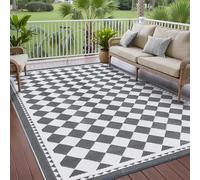PureCozy Outdoor Rug for Patios Waterproof,Grey Garden Rugs Reversible Outdoor Carpet Mat,Foldable Plastic Straw Small Area Rugs for Patios,Garden,RV,Picnic,Camping,Balcony,150x240cm