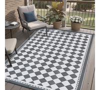 PureCozy Outdoor Rug for Patios Waterproof,Grey Garden Rugs Reversible Outdoor Carpet Mat,Foldable Plastic Straw Small Area Rugs for Patios,Garden,RV,Picnic,Camping,Balcony,120x180cm