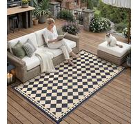 PureCozy Outdoor Rug Garden Rug for Patios Waterproof Reversible Outdoor Carpet Mat,Plastic Straw UV Resistant Area Rugs for Patios,Garden,RV,Picnic,Backyard,Balcony,120x180cm,Black & Beige