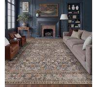 PureCozy Vintage Area Rug Living Room Extra Large 240x300 cm Machine Washable Non Slip XXL Rugs for Kitchen Bedroom Dining Room Home Office, Soft Low Pile Carpet for Indoor Home Decor,Brown & Blue