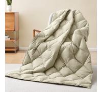 puredown® Down Throw Blanket for Couch, Lightweight Down Throw for Indoor and Outdoor Use, Soft Throw Blanket for Travel and Home Storage, Washable, Khaki, 50" x 70"