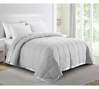 puredown Lightweight Natural White Down Blanket for Bedding Satin Weave 100% Cotton Cover, Gray, 90"x90"
