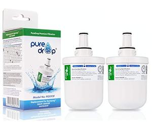 PureDrop PD093F Compatible Fridge Filter Fits Samsung DA29-00003F DA29-00003B DA29-00003G Aqua Pure Plus HAFIN1/EXP DA97-06317A Fridge Freezer Ice & Water Filter (2 Pack)