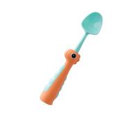 Puree Feeding Spoon with Dinosaur-Shaped Training Handle, A | Rounded Utensil Profile, Lightweight PP Spoon-and-Handle Form, for Porridge and Pureed Food Practice At Home