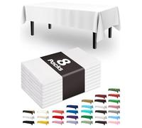 Pureegg Plastic Table Cloth Disposable 8 Pack, 137 x 274 cm Table Cloths for Parties, Decorative Tablecloths for Rectangle Tables, White Plastic Cover, Leakproof & Sturdy, White