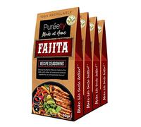 Pureety | GLUTEN FREE Fajita Recipe Seasoning | Restaurant quality meals made at home | One pack serves four | x 4 packs