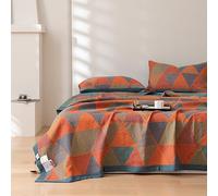 Purefair 100% Cotton Muslin Blanket Jacquard Bohomian Mandala Triangle Print Quilt, Soft Bed Cover Reversible Bedspread Coverlet Breathable Lightweight Bedding Full/Queen(78"x94"), No Pillow Sham