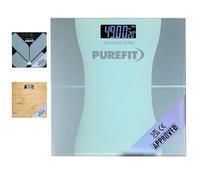 PUREFIT Digital Bathroom Scale for Measuring Body Weight - Ultra Slim, High Precision, Smart Scale with LED Display - Tempered Glass - Weighing Scale with Battery Included LB/KG/ST Max Weight 180KG