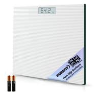 Purefit Digital Bathroom Scale Smart Scale With Led Display Tempered Glass Weighing Scale With Battery Included Lb Kg St Max Weight 180Kg
