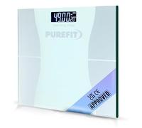 PUREFIT Digital Bathroom Scales for Body Weight - Ultra Slim Weighing Scales with High Precision Sensors, LED Display, Tempered Glass & Step-On | 2XAAA Batteries Included LB/KG/ST Max Weight 180KG