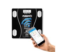 PUREFIT Digital Body Fat Scale Smart App Controlled With 13 Key Body Compositions Measurement Weight BMI Water Muscle Mass Weighing Scale Backlit LED Display High Precision 180KG Max Battery Included